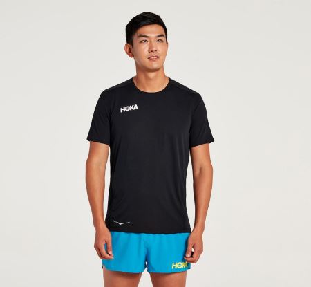 Hoka One One Performance Short Sleeve Barbati - Top Negrii | RO-kNNfoos